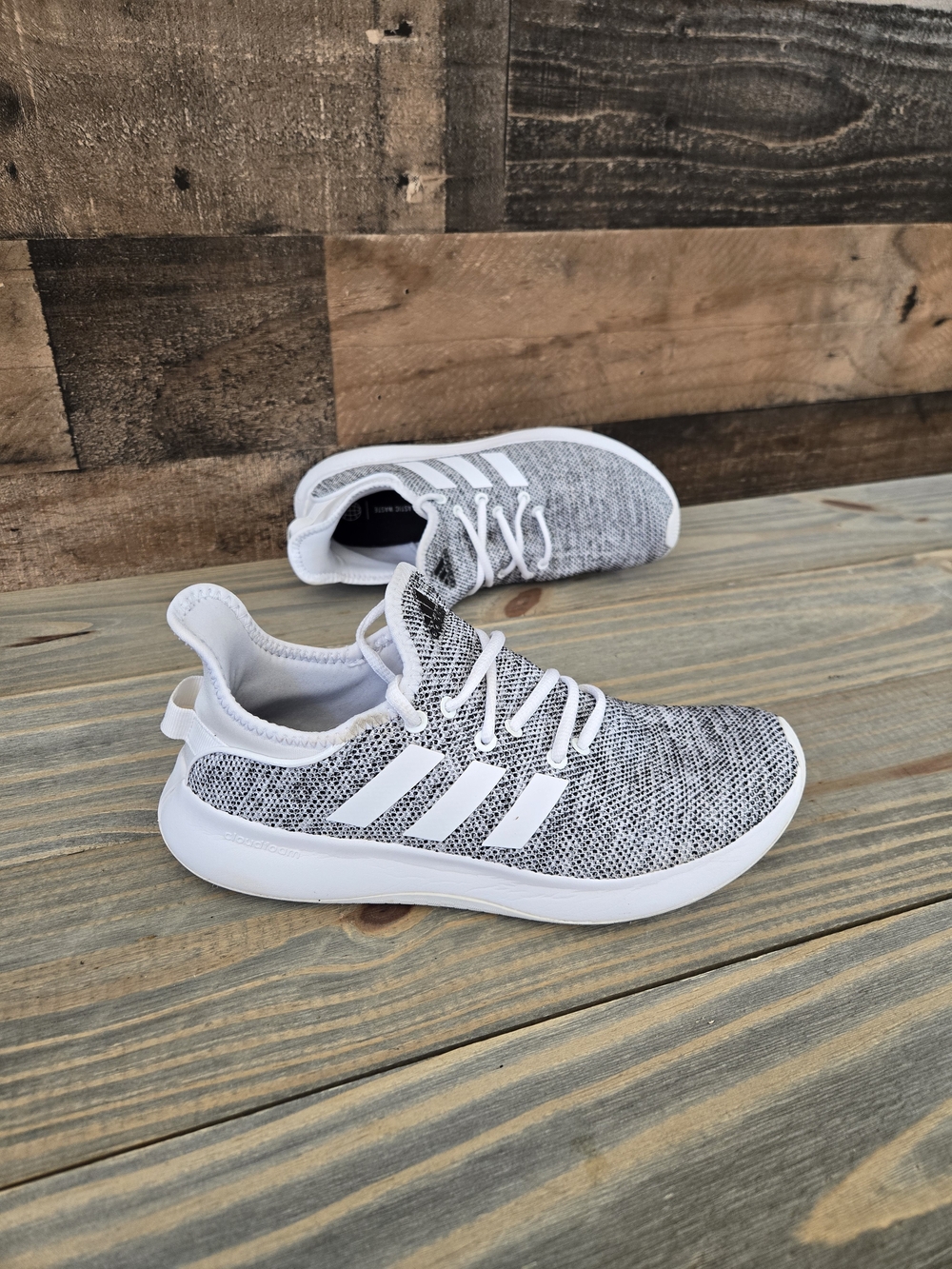 Adidas Cloudfoam Pure Athletic Sneakers IF3393 Cloud White/Core Black Women Sz 8